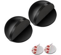 2 Pcs Black Door Stop, Self-Adhesive Floor Door Stoppers Oval Stainless Steel Door Stop Floor Mounted Half Moon for Modern Wall Protector Indoor Doorstop for Skirtings, Hard Floor Glass Door
