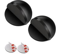 2 Pcs Black Door Stop, Self-Adhesive Floor Door Stoppers Oval Stainless Steel Door Stop Floor Mounted Half Moon Wall Protector Polished Doorstop with Glues for Hard Floor Glass Door