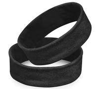 2 Pcs Black Fabric Sweat Absorbent Headband for Yoga and Outdoors