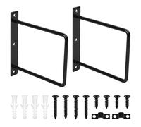 2 Pcs Black Floating Shelf Brackets Heavy Duty, Metal Square Brackets for Shelves, Wall Mounted Shelving Brackets for Walls Scaffold Wood Boards Shelf Supports (15cm)