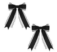 2 PCS Black Hair Bow Clip, Lace Black Bow Hair Clips, Black Bows Accessories for Hairpin, Cute Tulle Bowknot for Birthday Wedding