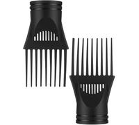 2 Pcs Black Hairdressing Salon Comb Nozzle Universal Hair Dryer Comb Attachment Plastic Hairdressing Salon Blow for Straightening and Detangling