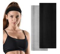 2 pcs Black Headbands 7cm Wide Black White Hair Band for Women Elastic Fabric Stretchy Head Bands for Women's Hair Cotton Headband Hairband For Men Running Sports Yoga Exercise Makeup Unisex