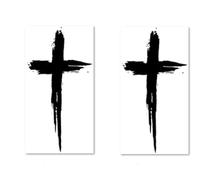 2 Pcs Black Herbal Cross Arm Tattoo Stickers,Men And Women Effect is Vivid of Temporary Tattoos Fake Tattoos for the Beach or Pool,Rave Parties,Holiday,Nightclubs,School Party,Body Temporary Tattoos