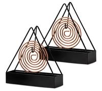 2 Pcs Black Iron Mosquito Coil Holder Full Metal Triangular Hanging Coil Tray Ash Catcher Fireproof Material Incense Holder Outdoor Home Garden Decor for Bar Courtyard Office Desktop (Black)