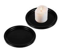 2 PCS Black Iron Plate Candle Holder, 3.6 Inch Metal Saucer Style Candle Holder Pillar Candles, Decorative Iron Pillar Candle Plate for Incense Cones, Spa, Weddings, Home Decor