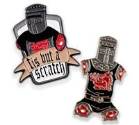 2 pcs Black Knight Enamel Pin - “Just Flesh Wound” Lapel Pin for Backpacks, Gift, Jackets & Collectors - Medieval Movie Pop Culture Pin