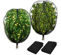 2 Pcs Black Large Fruit Tree Netting with Zipper and Drawstring, 5.3 x 5.3 Ft Breathable Mesh Garden Bird Netting Plant Cover, Insect Bird Barrier Net Mesh for Protect Plants from Squirrel Bugs