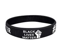 2 Pcs Black Lives Matter Bracelet Silicone Wristband Inspirational Motivational Wristbands Unisex For Teens Adults Men Women