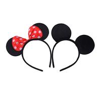 2 Pcs Black Red Bow Mouse Ears Headbands for Birthday Halloween Parties Mum Boys Girls Hair Accessories Lovely Decorations (Black Red) …