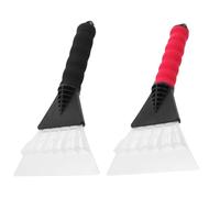 2 Pcs Black Red Scraper For Car Thick Durable Plastic Snow Shovel Windshield Ice Scraper With Rubber Sleeve Slip(Black+Red)