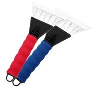 2 Pcs Black Red Scraper For Car Thick Durable Plastic Snow Shovel Windshield Ice Scraper With Rubber Sleeve Slip(Red+Blue)