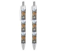 2 PCS Black Retractable Louvre Museum in Paris Ballpoint Pens 0.5mm Quick-Dry Liquid Ink Gel Pen with Pocket Clip Smudge-Free Smooth Writing Refillable Rollerball for Office Journaling Documents