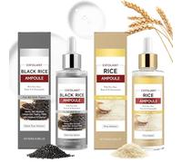 2 Pcs Black Rice Exfoliant and White Rice Ampoule Exfoliant,Deep Pore Cleanse & Skin Peel Dead Cells for All Skin Types (100ml/Bottle)