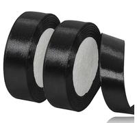 2 PCS Black Satin Ribbon 20mm X 22m Gift Wrapping Ribbon Solid Colors Fabric Ribbon for Crafting, Gift Wrapping, DIY Sewing Project, Xmas, Presents Bouquets Floral Wedding & Cake Decoration
