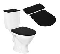 2 PCS Black Toilet Tank Lid Cover Set Include Toilet Lid Cover and Toilets Tank Lids Covers with Elastic Bottom Polyester Fabric Covers Replacement for Fits Most Size Lids Bathroom Decor Accessories