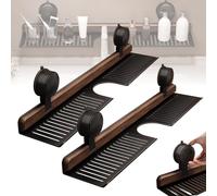 2 Pcs Black Walnut Suction Cup Shelf - Wall Mounted No Drill Bathroom & Kitchen nizer, Compact Shower Caddy, Space-Saving Storage Over Sink Faucet