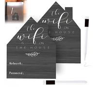2 Pcs Black WiFi Password Sign for Home, Magnetic WiFi Password Board Chalkboard Style House Shape Sign with Board Erasable Pen for Guest Home Fridge Magnet Decor Whiteboards (5.5 x4.5 Inch)
