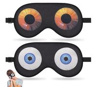 2 Pcs Blackout Silk Sleep Mask, Bloody Eyeballs Eye Mask for Sleeping with Adjustable Strap Kids Adult Children's Bedtime Blindfold for Travel/Nap/All Night Sleeping/Halloween Scary Parties