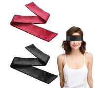 2 Pcs Blind Folds for Adult Play, Comfortable Soft Satin Eye Mask, Sexy Adjustable Silk Eye Cover for Couples, Travel, Games, Valentine's Day Gift - Wine Red & Black