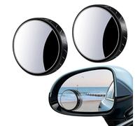 2 Pcs Blind Spot Auxiliary Mirrors 360° Rotate Sway Adjustable Convex Mirrors Suction Cup Car Rearview Round Mirror HD Glass Wide Angle Blindspot Mirror for Universal Cars Traffic Safety (Black)