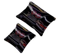 2 PCS Bling Car Pocket Cosmetic Bag, Self-Closing Shrapnel Makeup Pouch, Portable No Zipper Mini Travel Make Up Bag for Headphones Coin Lipstick Cosmetics Earphones Jewelry Organizer