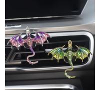 2 Pcs Bling Dragon Car Air Freshener Vent Clips, Crystal Rhinestone and Enamel Dragon Air Vent Clips Car Diffuser Cute Car Interior Decoration Accessories for Women Gift