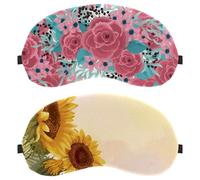 2 PCS Blooming Sunflower Sleep Mask, Light Blocking Sleeping Eye Mask for Women Men, Night Blindfold, Breathable Eye Mask Cover