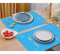 2 Pcs Blue 19.7''x15.8'' Non-Stick and No-Slip Food Grade Silicone Dough Rolling Mat for Making Cookies, Macarons, Multipurpose Mat, Countertop Placemat