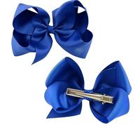 2 Pcs Blue Bow Hair Clips |Hair Clips Accessories for Girl Christmas Birthday Gifts＆ Bows For Hair | Blue Ribbon Hairpins, Ponytail Holder, Large Bow