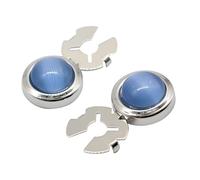 2 PCS Blue Cat's Eye Round Head Button Covers Cufflinks Clip on for Cufflink Shirts for Men Cuff Links Button Covers for Men's Shirts suitable for Tuxedo Formal Banquet For Apparel Accessories