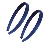 2 Pcs Blue Headband, Navy Hair Accessories, Blue School Hair Accessory Velvet Feel Headbands Bands Bows Clips Hairbands Kit, for Womens Girls Kids Lady