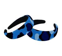 2 PCS Blue Leopard Velvet Padded Head Bands, Vintage Thick Hair Band, Non Slip Wide Hair Band Hoops, Hair Accessories for Women