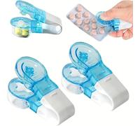 2 Pcs Blue Portable Pill Taker Remover, Pill Remover, Blister Pack Opener Popper Assistance No Contact Easy to Take Out Portable Travel Tablet Dispenser Pills Extractor Tool Medication Aids