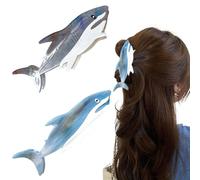 2 PCS Blue Shark Cellulose Acetate Hair Claw Clips Whale Shark Hair Clips Cute Big White Hair Clips for Women Girls Thick Thin Ocean Sea Animal Hairstyle Accessories Claw Clips