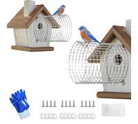 2 Pcs Bluebird House Protector Guards, Stainless Bird House Hole Protector Metal Mesh Wire Entrance Guard for Eastern Bluebird Houses & Their Babies Safe (Round)