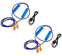 2 Pcs Bluetooth Earplugs for Work, 90% Noise Reduction Hearing Protection, Wireless Earbuds with Ergonomic Silicone Tips, Sweatproof & Durable for Construction,Includes Storage Pouch & Carabiner(Blue)