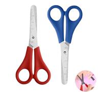 2 Pcs Blunt Tip Safety Scissors with Cm Scale, Plastic Handle, Stainless Steel Craft Scissors, Scissor for Crafts & School Projects (Red & Blue)