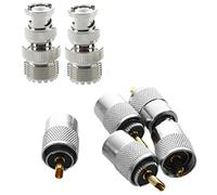 2 Pcs BNC Male Plug to UHF SO239 Female RF Coaxial RF Connector & 5 Pcs UHF PL259 Plug Solder Connector for RG8