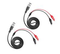 2 PCS BNC to Dual Crocodile Clips Test Leads 120cm 50Ohm Coaxial Cable for Oscilloscope Probes, Red + Black, 20cm PVC Branch Leads, 5A Rated Current, 500V Voltage