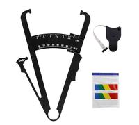 2 Pcs Body Fat Caliper Set, Portable Accurate Skinfold Caliper with Measuring Tape & User Manual, BMI Weight Loss Measurement Tool for Women & Men (Black)