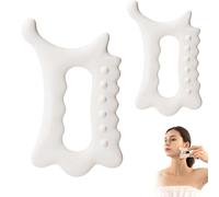 2 Pcs Body Gua Sha, Skin Tightening Guasha Tool, Sculpt Jawline Tool, with Massage Point Chart, for Full Body Massage, Relieve Fatigue, Blood Circulation and Reduce Puffiness(White)