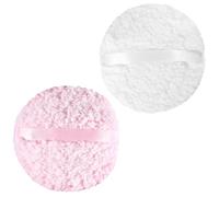 2 Pcs Body Puff, 6 Inch Large Ultra Soft Washable Dusting Puff for Women, Round Reusable Face Body Makeup Shower Applicator for Loose/Mineral Powder (White, Pink)