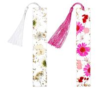 2 Pcs Bookmarks for Women, Dried Flower Resin Bookmarks, Handmade Bookmark with Tassel, Floral Book Page Holder, Gift for Book Lovers Women