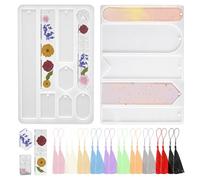 2 PCS Bookmarks Resin Mold, Bookmark Silicone Mold with 20Pcs Tassels, Blank Wide Arch Rectangle and Cat Claw Pattern Bookmark Molds Kit for Resin Casting, Home Decoration, Gifts