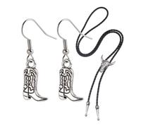 2 Pcs Boots Cowgirl Accessories for Women and 1pcs Adjustable Cowboy Necklace, Fashionable Punk Unique Niche Design Sense Cowgirl Accessories, Unisex Wild West Theme Cowboy Accessories
