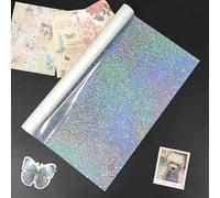2 Pcs BOPP Holographic Precoated Film 8.6x196.8in Clear Crystal Dot Pattern Waterproof Scratch-Proof Thermal Laminating Film Roll Compatible with Heat Laminator for Photos Card Making DIY Scrapbooking