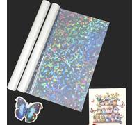 2 Pcs BOPP Holographic Precoated Film 8.6x196.8inch Clear Waterproof Scratch-Proof Thermal Laminating Film Roll Compatible with Laminators for Adding a Whimsical, Festive Sparkle to Cards, Photos DIY