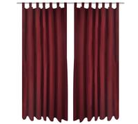 2 pcs Bordeaux Micro-Satin Curtains with Loops 140 x 175 cm UK NEW