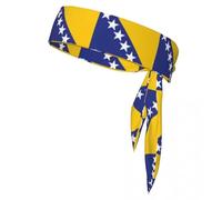 2 Pcs Bosnia Flag Head Tie Sports Headband Athlete Sweatbands Head Wrap For Working Out Running Yoga One Size